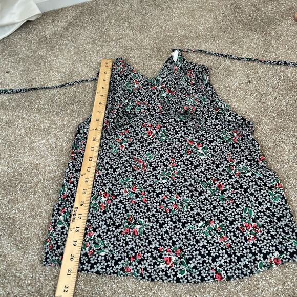 Zara blouse black ditsy floral print ruffle collar lightweight top SZ SM Zara - Picture 5 of 7